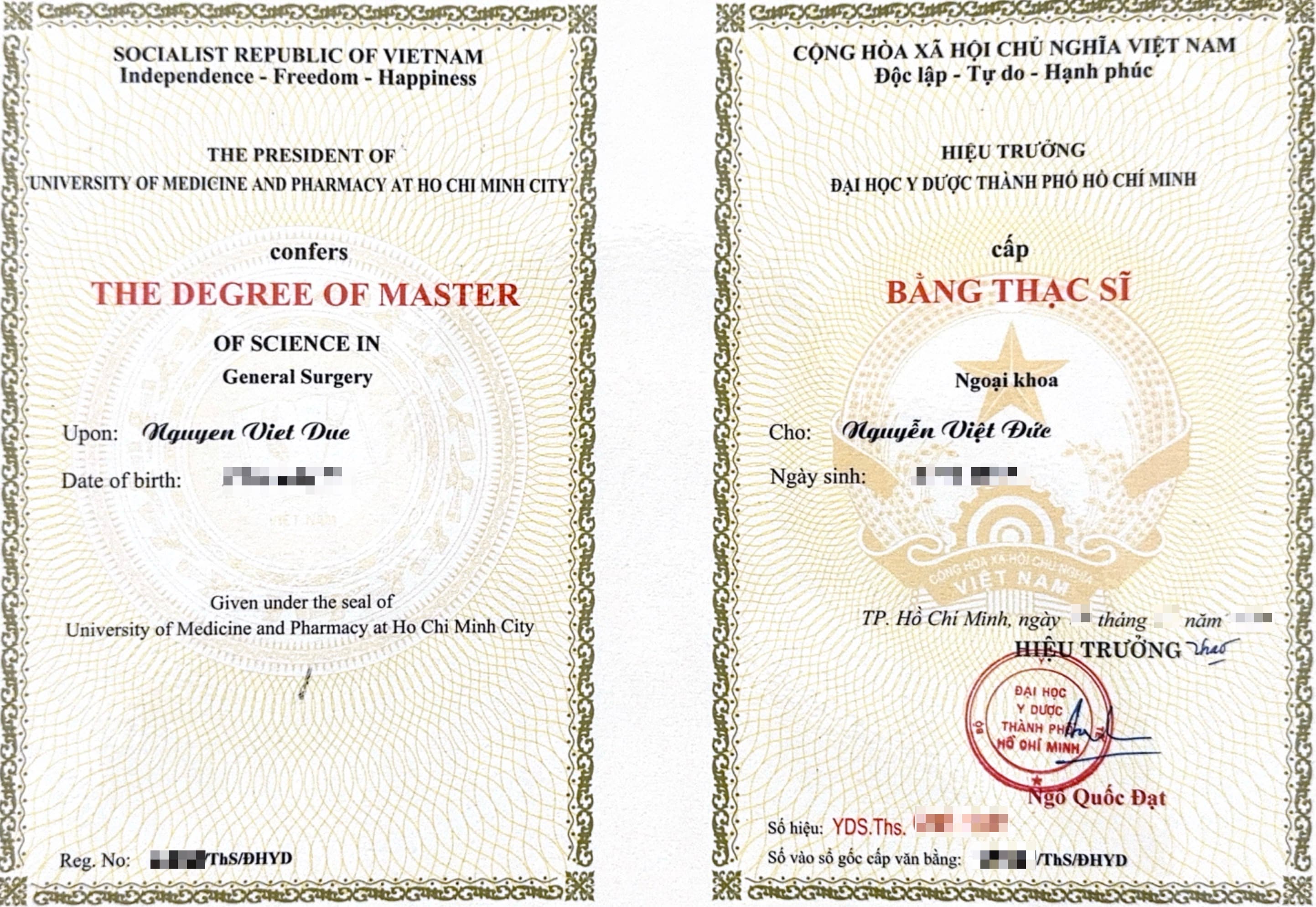 Bằng Bác sĩ Y khoa - Đại học Y Dược TP.HCM