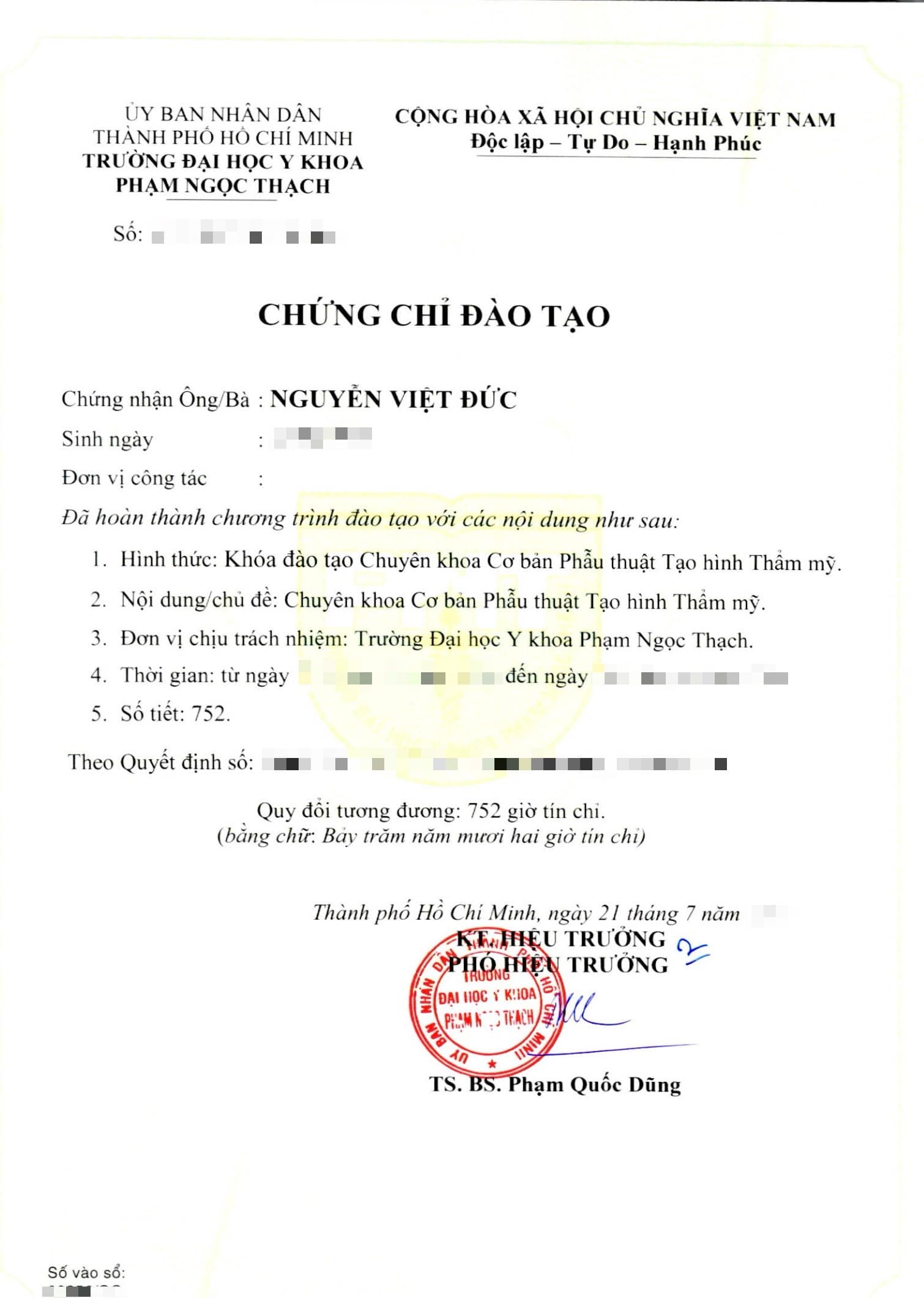 Chứng chỉ Kỹ thuật tiêm khớp và tiêm mô quanh gân